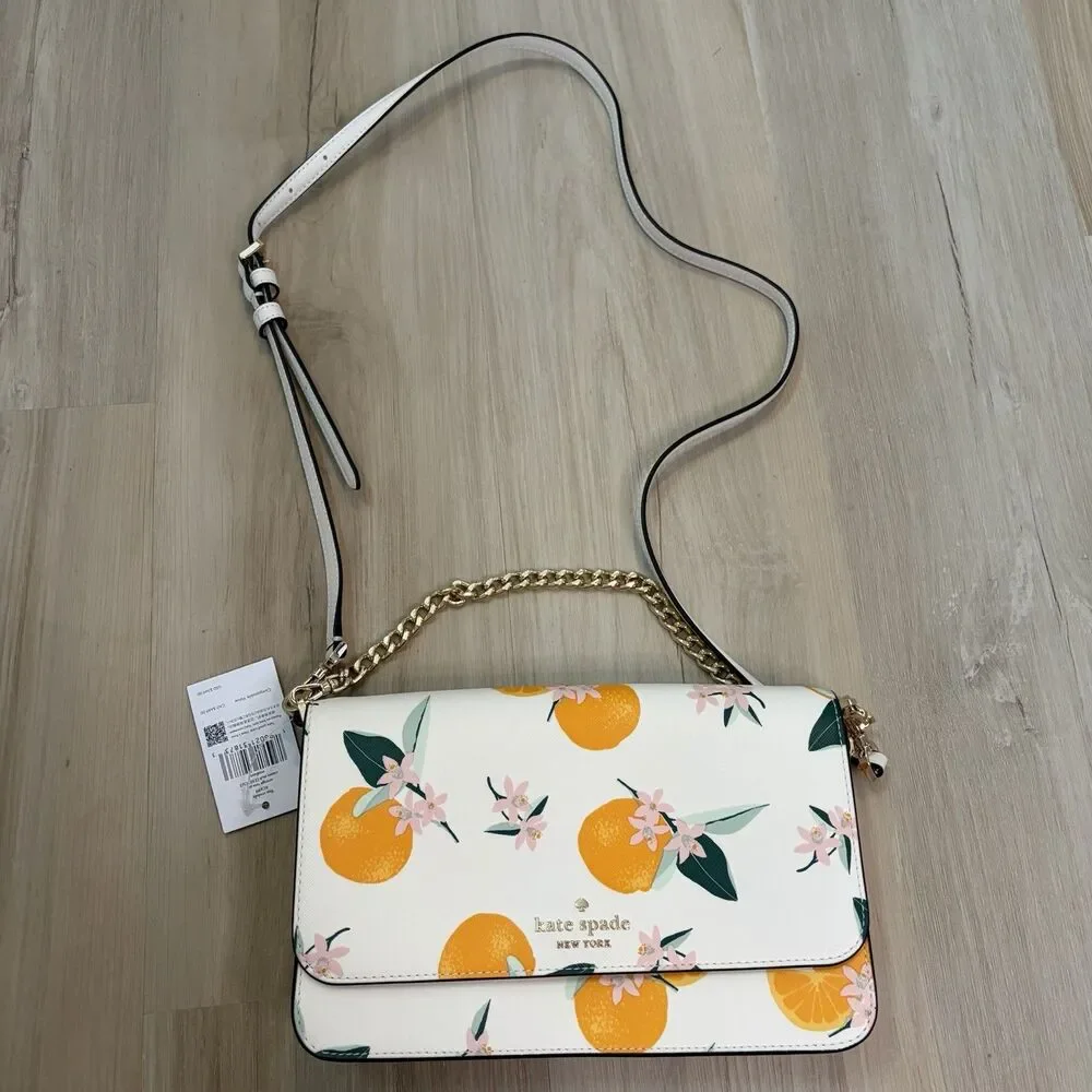 Kate Spade KC698 Madison Orange Toss Medium Crossbody Bag And Wristlet